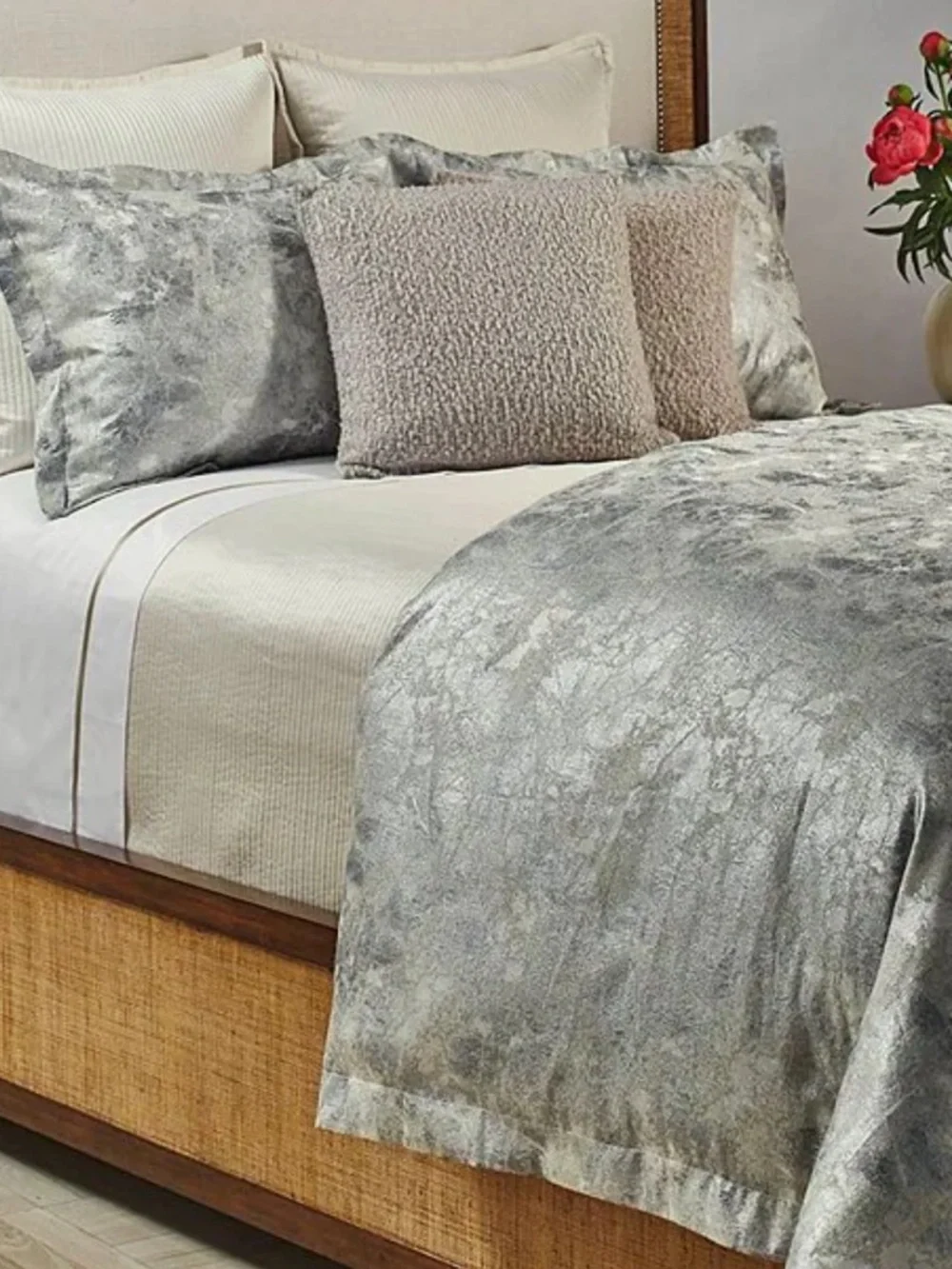 The Art Of Home Ann Gish King Duvet Set Terrazzo Silver New $525 W/Pillow Shams
